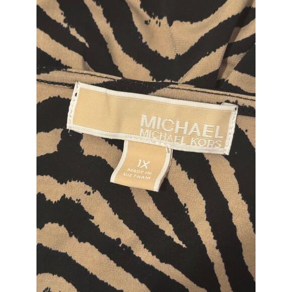 Michael Kors Tunic Womens 1X Zebra Print Zip Front Long Sleeve Animal Pattern - Picture 8 of 9